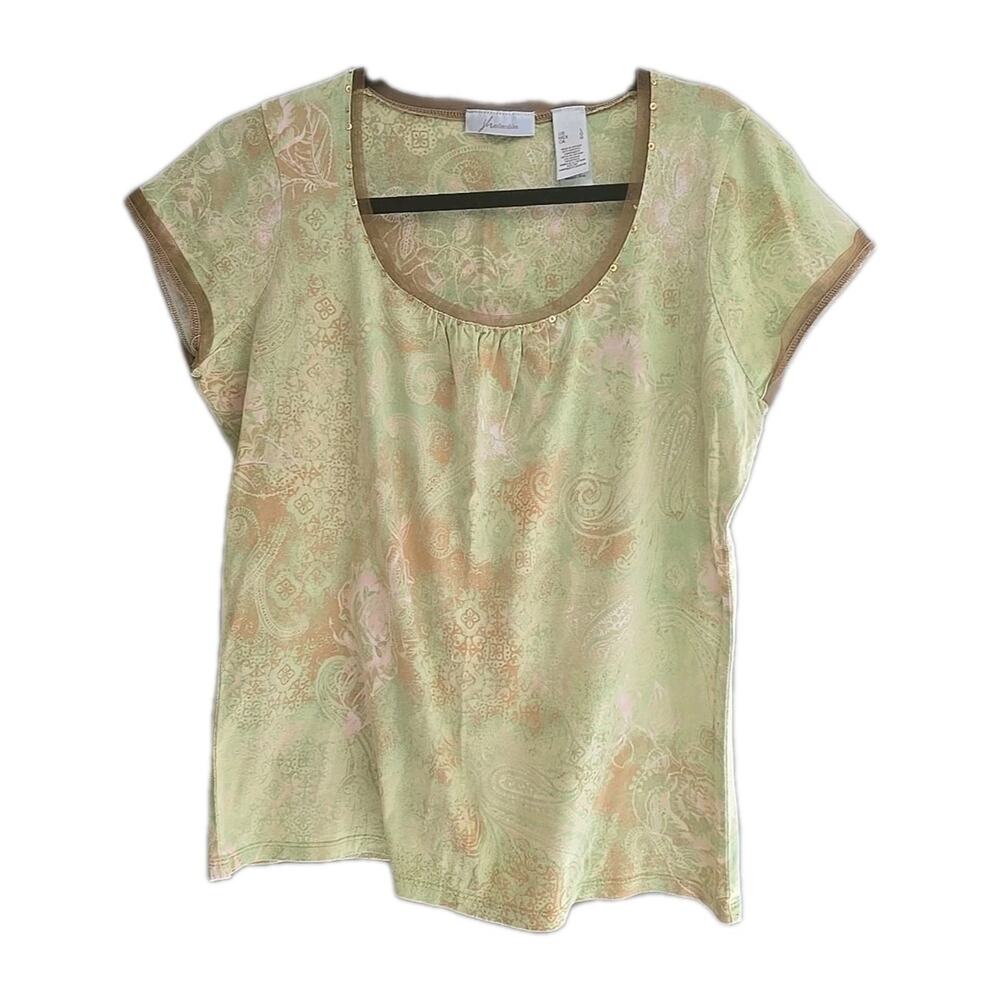 JH Collectibles Y2K Yellow Art To Wear Sequin Bead Preppy Top Womans Size Large